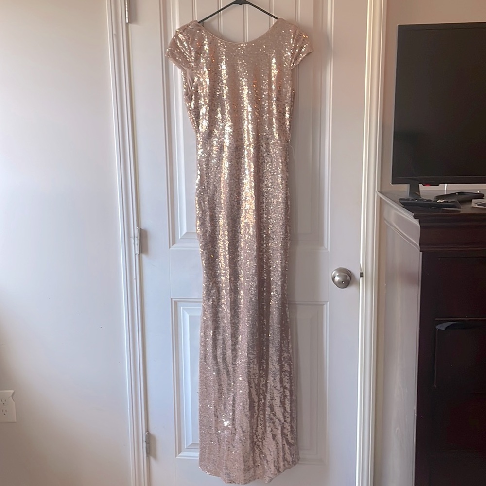 Long ball gown or party dress rose gold
